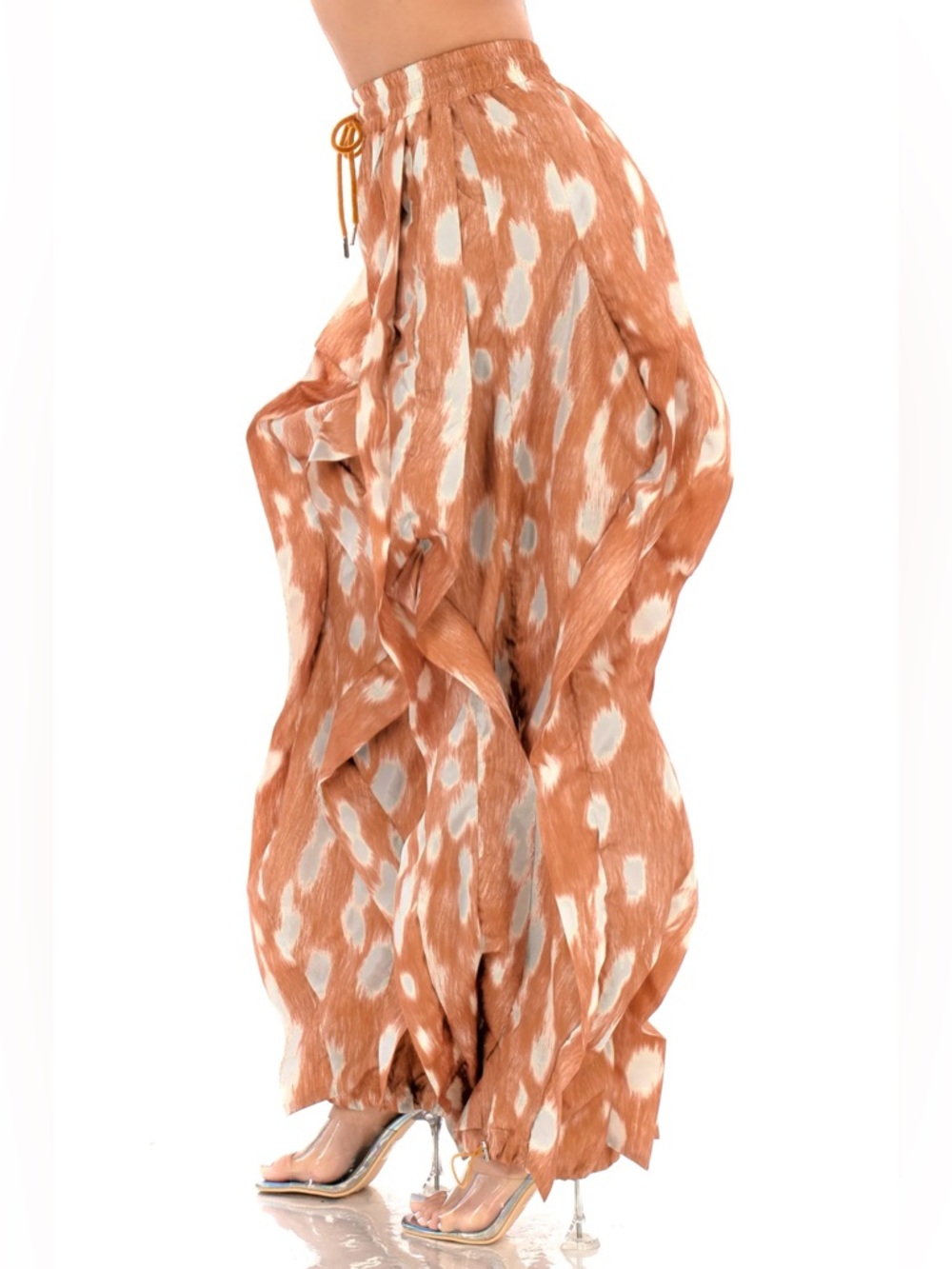 Deer Print Wavy Ruffle Pants
